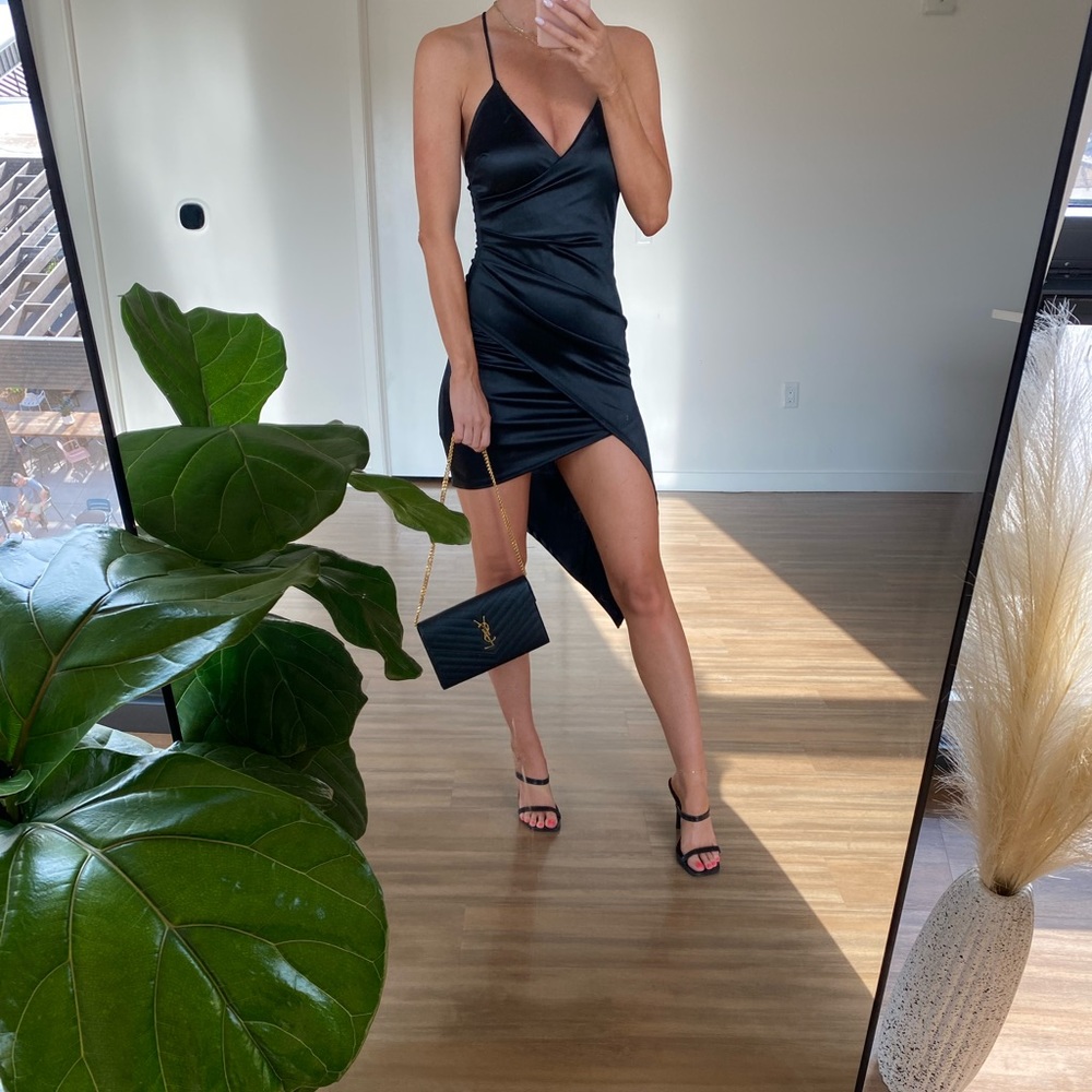 Asymmetrical Black Mini Dress